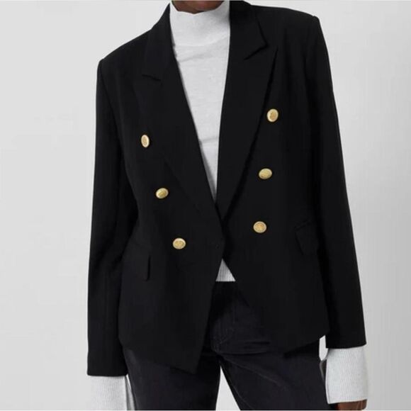 French connection black with gold accent blazer women’s size small 6 - Picture 2 of 11